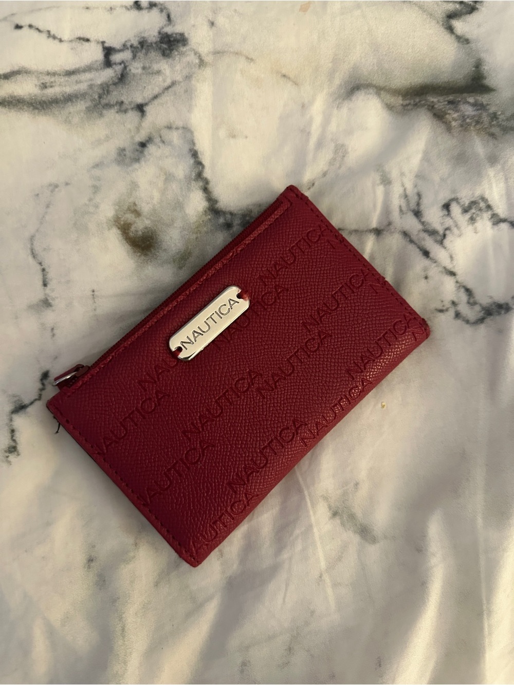 Nautica Embossed Red Zip Card Wallet